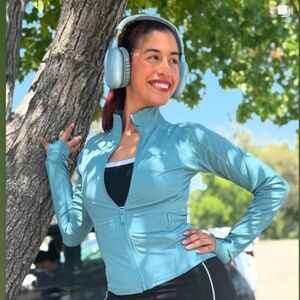 OTOS Athletic Jacket Sweatshirt Full Up Thumbhole Pockets Stretchy Aqua  Various